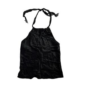 NOTICE Vintage Black‎ Silk Halter Tie Back Top Blouse Y2K Medium